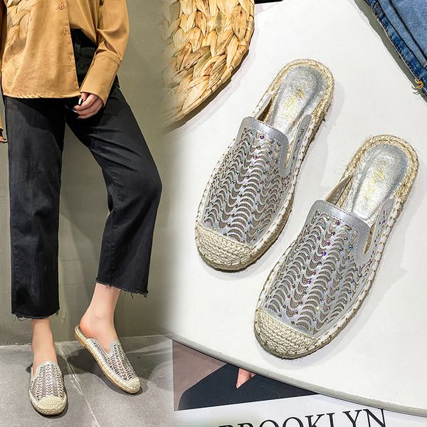 dress shoes crystal slingback breathable mesh patchwork loafers women round toe woman slip on hemp espadrilles flats mujer pisos ptyu, Black
dress shoes crystal slingback breathable mesh patchwork loafers women round toe woman slip on hemp espadrilles flats mujer pisos ptyu, Black