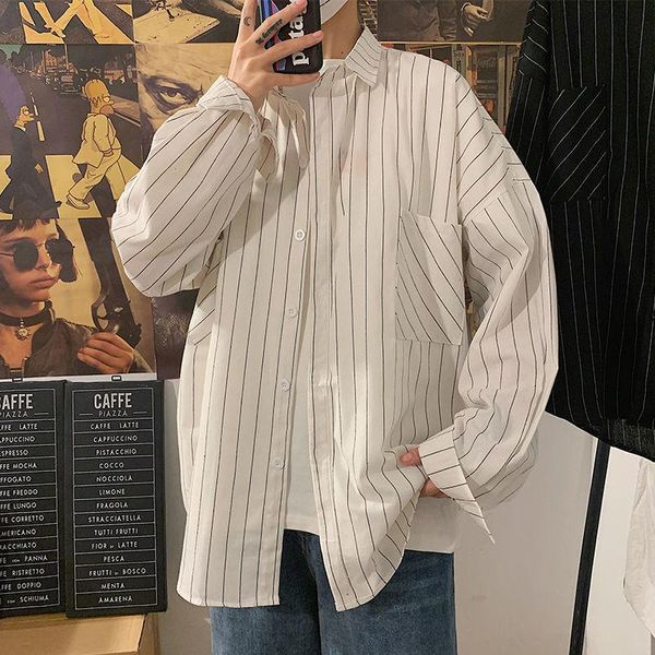 black white striped men's shirts 2021 harajuku men casual long sleeve shirt streetwear man oversized blouse, White;black
black white striped men's shirts 2021 harajuku men casual long sleeve shirt streetwear man oversized blouse, White;black