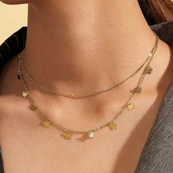 51133 jewelry creative simple style butterfly necklace exquisite double neckchain, Silver
51133 jewelry creative simple style butterfly necklace exquisite double neckchain, Silver