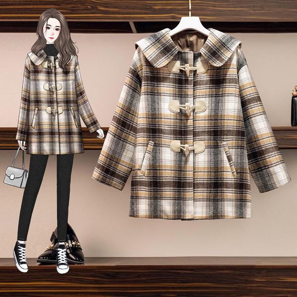 women's wool & blends hodisytian 2021 winter fashion women plaid woolen coat loose style casual elegant cotton thick femme cashmere ove, Black
women's wool & blends hodisytian 2021 winter fashion women plaid woolen coat loose style casual elegant cotton thick femme cashmere ove, Black