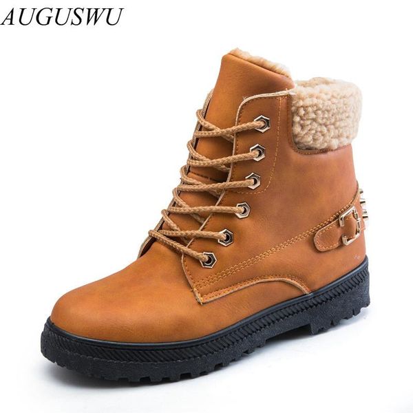 boots auguswu women snow winter shoes fur ladies lace up ankle plush casual warm female rivet non slip botts, Black
boots auguswu women snow winter shoes fur ladies lace up ankle plush casual warm female rivet non slip botts, Black