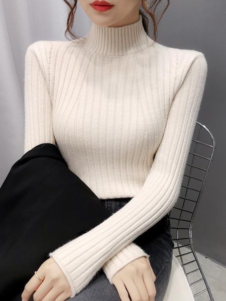 women's sweaters half turtleneck sweater bottoming shirt ladies fall/winter 2021 slim-fit thickened outer wear, White;black
women's sweaters half turtleneck sweater bottoming shirt ladies fall/winter 2021 slim-fit thickened outer wear, White;black