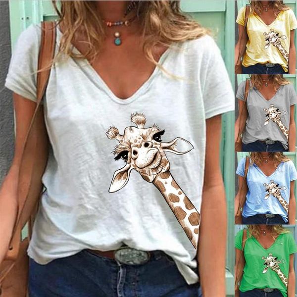 summer women's casual printed short sleeve fashion tshirts loose v neck harajuku female t-shirt, White
summer women's casual printed short sleeve fashion tshirts loose v neck harajuku female t-shirt, White