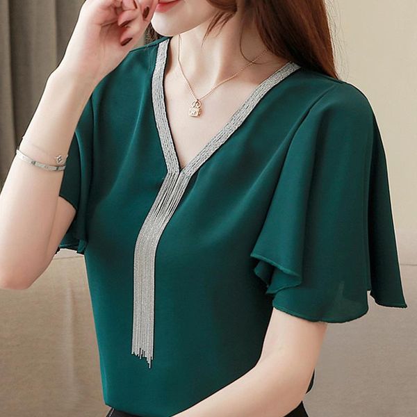 women's blouses & shirts blusas femme summer women blouse mujer de moda 2021 verano tassel v-neck chiffon shirt e767, White
women's blouses & shirts blusas femme summer women blouse mujer de moda 2021 verano tassel v-neck chiffon shirt e767, White