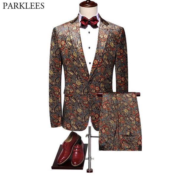 men's luxury paisley floral velvet dress suits with pants brand one button wedding party banquet tuxedo men costume homme & blazers, White;black
men's luxury paisley floral velvet dress suits with pants brand one button wedding party banquet tuxedo men costume homme & blazers, White;black