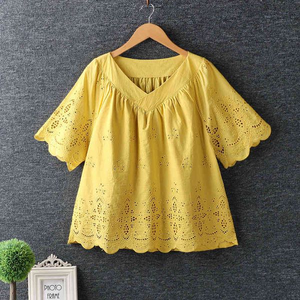 women's blouses & shirts 5 colors-- lamtrip hollow out embroidery v-neck short sleeve shirt blouse women summer mori girl d3dg, White
women's blouses & shirts 5 colors-- lamtrip hollow out embroidery v-neck short sleeve shirt blouse women summer mori girl d3dg, White
