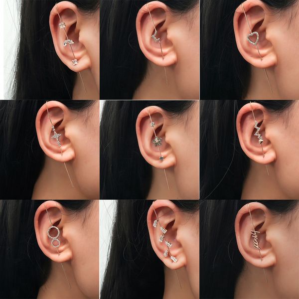 modyle new ear needle wrap crawler hook earrings for women auricle diagonal stud copper inlaid zircon piercing earrings /1 pc, Silver
modyle new ear needle wrap crawler hook earrings for women auricle diagonal stud copper inlaid zircon piercing earrings /1 pc, Silver
