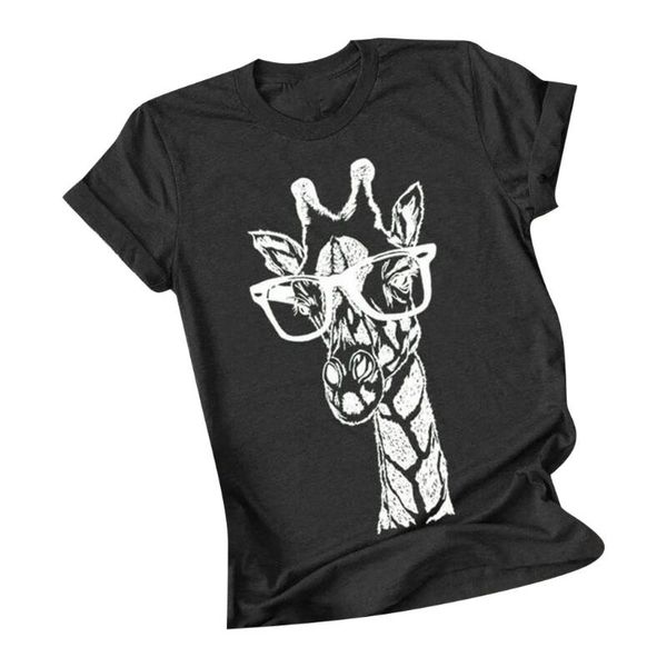 fashion women short sleeve appliques glasses giraffe animal printed graphic o-neck t-shirt blouse women's, White
fashion women short sleeve appliques glasses giraffe animal printed graphic o-neck t-shirt blouse women's, White