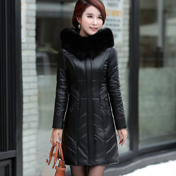 women's leather & faux l-8xl women coat winter 2021 mother's jacket thicken warm fur collar hooded sheepskin overcoat female, Black
women's leather & faux l-8xl women coat winter 2021 mother's jacket thicken warm fur collar hooded sheepskin overcoat female, Black
