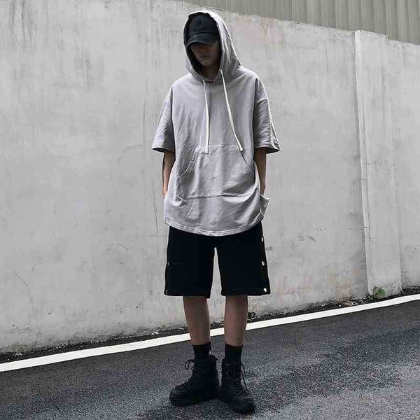 weilang's diangao street solid color short sleeve sweater men's hooded thin summer hem zipper split bf top, Black
weilang's diangao street solid color short sleeve sweater men's hooded thin summer hem zipper split bf top, Black
