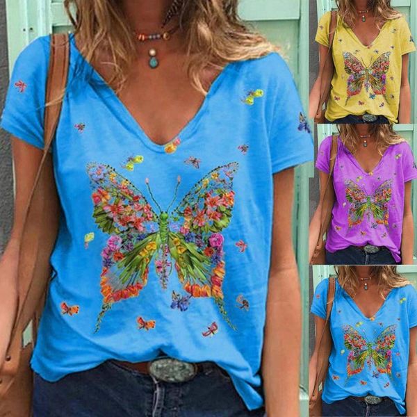 women's t-shirt fashion woman butterfly prints v-neck summer ladies short sleeve loose mujer harajuku women clothing, White
women's t-shirt fashion woman butterfly prints v-neck summer ladies short sleeve loose mujer harajuku women clothing, White
