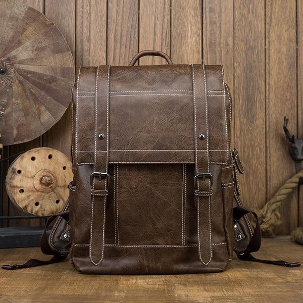 backpack handmade men's large capacity zipper genuine leather travel lapbag korean trend college student school ld083
backpack handmade men's large capacity zipper genuine leather travel lapbag korean trend college student school ld083