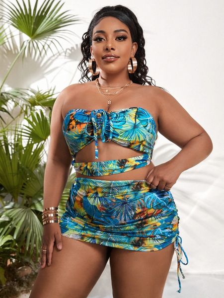 plus tropical print drawstring bikini swimsuit with beach skirt y793#, Black
plus tropical print drawstring bikini swimsuit with beach skirt y793#, Black