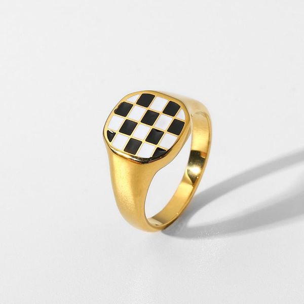 wedding rings trendy 18k gold plated stainless steel party jewelry black and white plaid square for women, Slivery;golden
wedding rings trendy 18k gold plated stainless steel party jewelry black and white plaid square for women, Slivery;golden