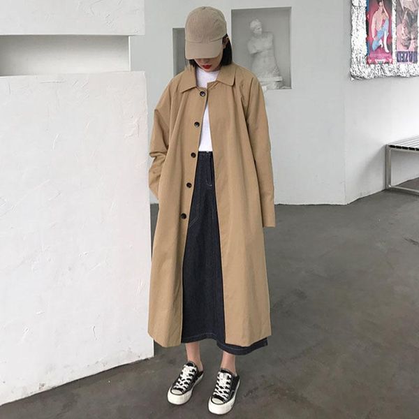women's trench coats 2021 autumn elegant women coat turn-down collar belt long sleeve windcoat office ladies chic straight loose outwea, Tan;black
women's trench coats 2021 autumn elegant women coat turn-down collar belt long sleeve windcoat office ladies chic straight loose outwea, Tan;black