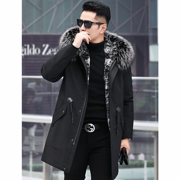 men's leather & faux real fur coat men mink raccoon collar winter jacket parka plus size casaco 5-1905 yy1160, Black
men's leather & faux real fur coat men mink raccoon collar winter jacket parka plus size casaco 5-1905 yy1160, Black