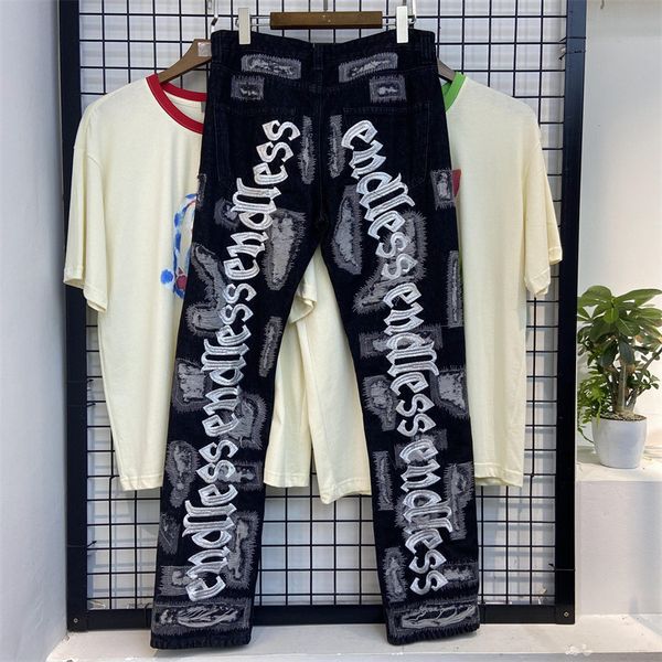 men's jeans ins men's fashion jeans heavy industry embroidery casual trendsetter hole breaking pants v626, Black
men's jeans ins men's fashion jeans heavy industry embroidery casual trendsetter hole breaking pants v626, Black