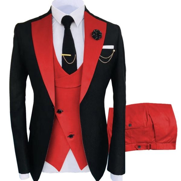 2021 men tuxedo suits for wedding groom blazer groomsmen black red vest pants costume homme 3 piece slim fit terno masculino, White;black
2021 men tuxedo suits for wedding groom blazer groomsmen black red vest pants costume homme 3 piece slim fit terno masculino, White;black