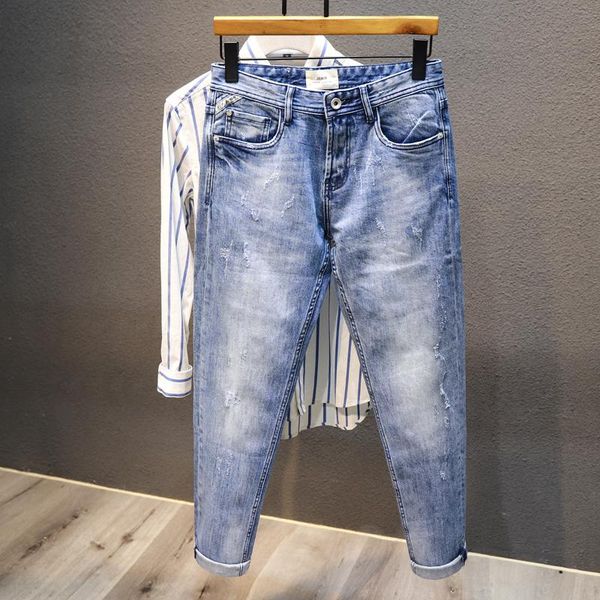 men's jeans korean style fashion men retro light blue cotton denim ripped trousers vintage designer straight long pants
men's jeans korean style fashion men retro light blue cotton denim ripped trousers vintage designer straight long pants