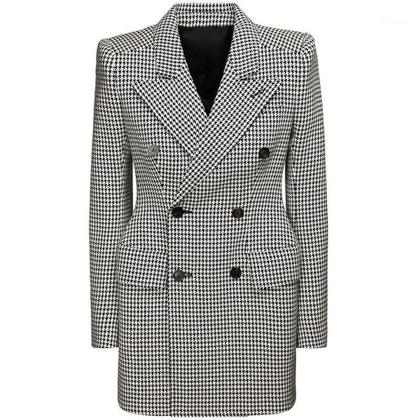 women's wool & blends est high quanlity fashion 2021 designer coats slim fitting double breasted blend houndstooth tweed coat, Black
women's wool & blends est high quanlity fashion 2021 designer coats slim fitting double breasted blend houndstooth tweed coat, Black