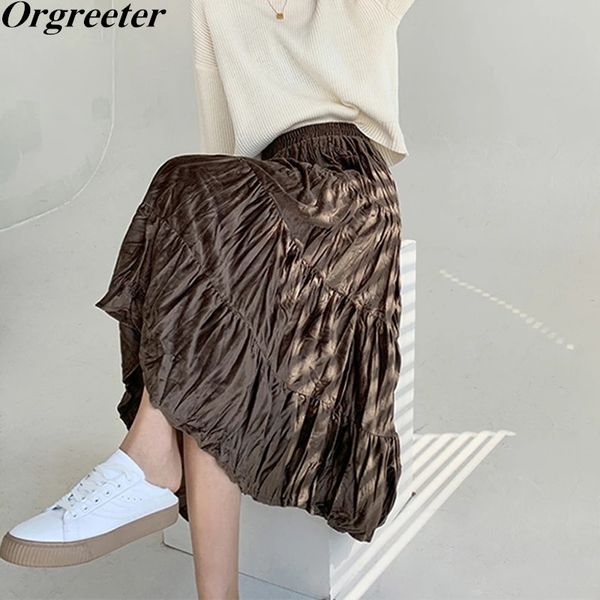 spring and autumn velvet pleated skirt female chic loose ruched mid-length retro a-line skirts 210525, Black
spring and autumn velvet pleated skirt female chic loose ruched mid-length retro a-line skirts 210525, Black