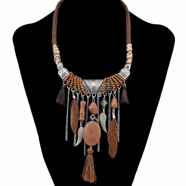 pendant necklaces idealway handmade ethnic blue brown feather leather chain for women bohemian party anniversary tribal jewelry, Silver
pendant necklaces idealway handmade ethnic blue brown feather leather chain for women bohemian party anniversary tribal jewelry, Silver