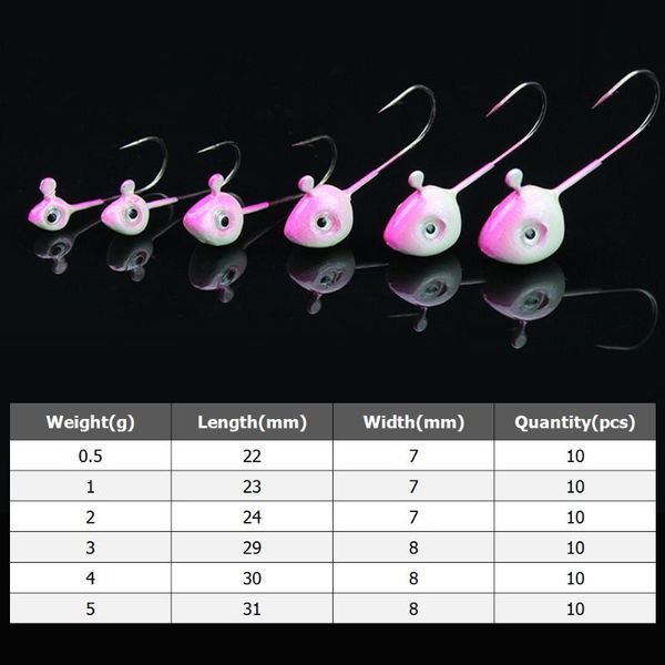 fishing hooks 10pcs jig head lure simulation bait fishhook barbed single hook tool tackle 0.5g/1g/2g/3g/4g/5g
fishing hooks 10pcs jig head lure simulation bait fishhook barbed single hook tool tackle 0.5g/1g/2g/3g/4g/5g