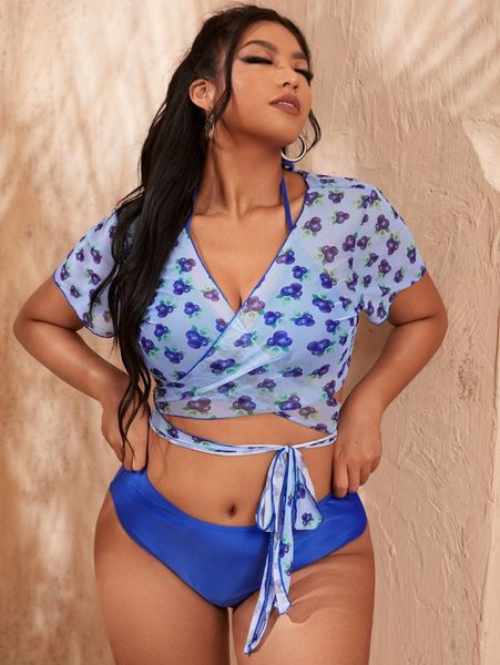 3pack plus halter triangle bikini swimsuit & cover up h6fp#, Black 
3pack plus halter triangle bikini swimsuit & cover up h6fp#, Black