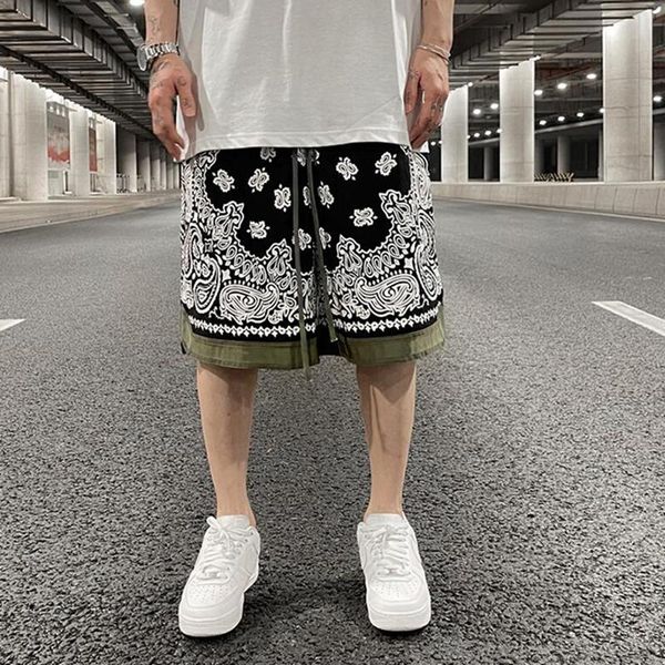 men's shorts japanese retro cashew color block summer for men and women drawstring high street oversize casual short, White;black
men's shorts japanese retro cashew color block summer for men and women drawstring high street oversize casual short, White;black