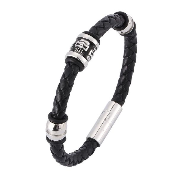 charm bracelets punk vintage men jewelry black braided leather rope bracelet skull s.steel magnetic clasp skeleton wristband male sp0413, Golden;silver
charm bracelets punk vintage men jewelry black braided leather rope bracelet skull s.steel magnetic clasp skeleton wristband male sp0413, Golden;silver