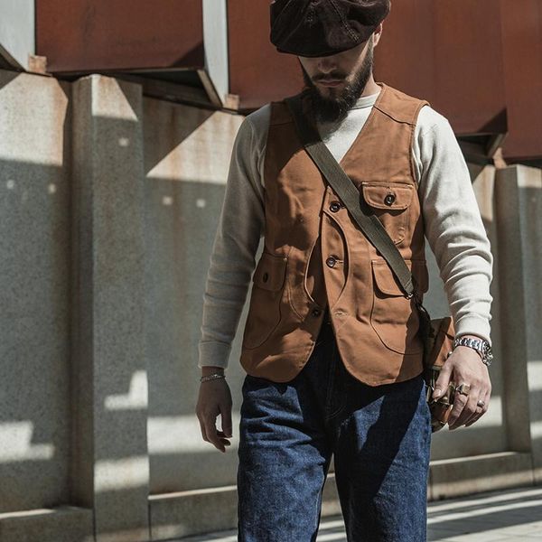 men's vests 2021 outdoor game pocket canvas vest vintage waistcoat slim fit khaki, Black;white
men's vests 2021 outdoor game pocket canvas vest vintage waistcoat slim fit khaki, Black;white