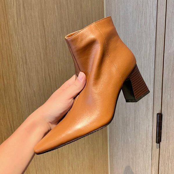 boots korean retro women shoes soft genuine leather square heel zip pointed toe fashion black ankle 2021
boots korean retro women shoes soft genuine leather square heel zip pointed toe fashion black ankle 2021
