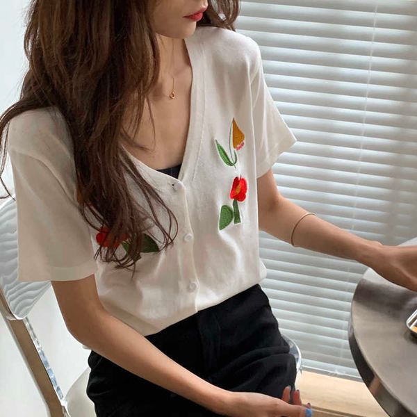 women's t-shirt summer knitted t-shirts women v-neck short sleeve floral embroidery black white shirts cardigans loose korean
women's t-shirt summer knitted t-shirts women v-neck short sleeve floral embroidery black white shirts cardigans loose korean