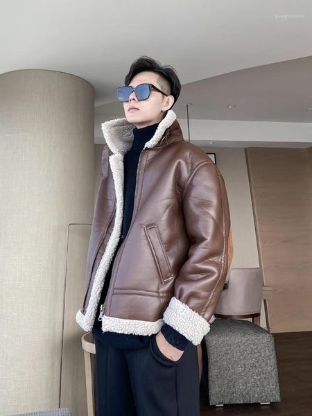 men's fur & faux autumn and winter leather coats lamb jacket motorcycle thickening suede, Black
men's fur & faux autumn and winter leather coats lamb jacket motorcycle thickening suede, Black
