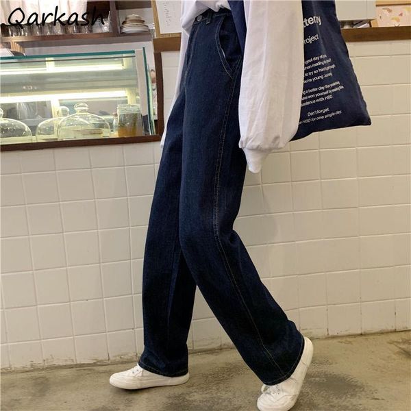 women's jeans women retro classic loose full-length high waist korean style students daily fashionable females trousers basic teenagers, Blue
women's jeans women retro classic loose full-length high waist korean style students daily fashionable females trousers basic teenagers, Blue