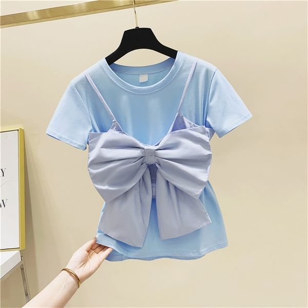 women's o neck beautiful bow short sleeves cotton t-shirt tee summer female pullover casual tees a2750 210428, White
women's o neck beautiful bow short sleeves cotton t-shirt tee summer female pullover casual tees a2750 210428, White