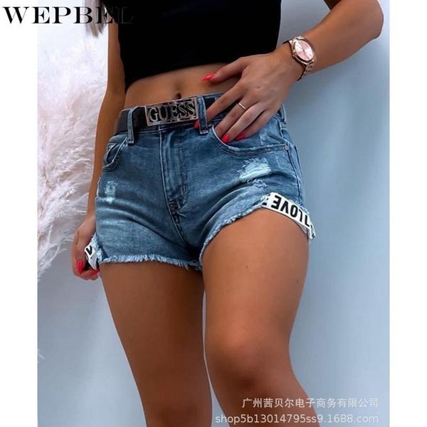women's jeans wepbel bandage high waist denim shorts letter print irregular summer pocket solid straight ripped, Blue
women's jeans wepbel bandage high waist denim shorts letter print irregular summer pocket solid straight ripped, Blue