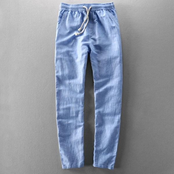 men's pants spring autumn casual linen men solid color drawsting loose thin breathable long straight trousers blue khaki, Black 
men's pants spring autumn casual linen men solid color drawsting loose thin breathable long straight trousers blue khaki, Black