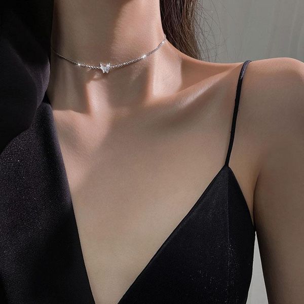 chains enshir sparkling butterfly zircon necklace for women light luxury niche design sense clavicle chain accessories, Silver
chains enshir sparkling butterfly zircon necklace for women light luxury niche design sense clavicle chain accessories, Silver