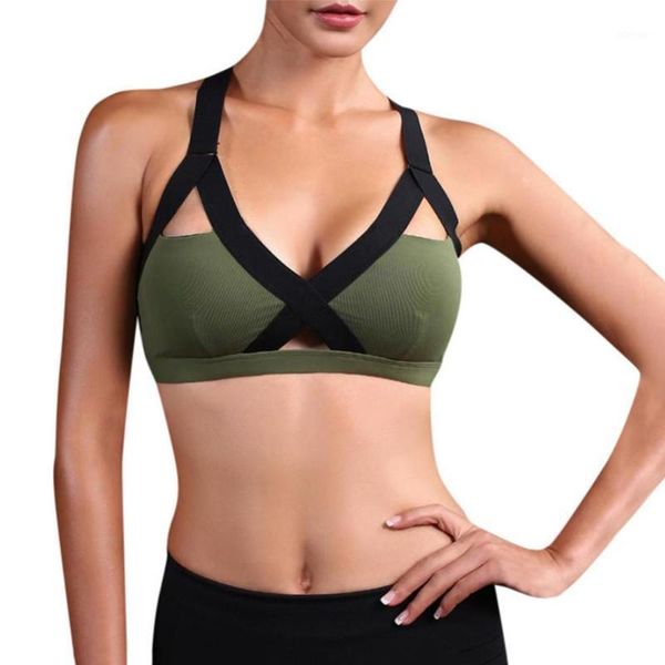 camisoles & tanks women color block padded bra adjustable wireless cross bandage running yoga bras suitable for jogging, Black;white 
camisoles & tanks women color block padded bra adjustable wireless cross bandage running yoga bras suitable for jogging, Black;white