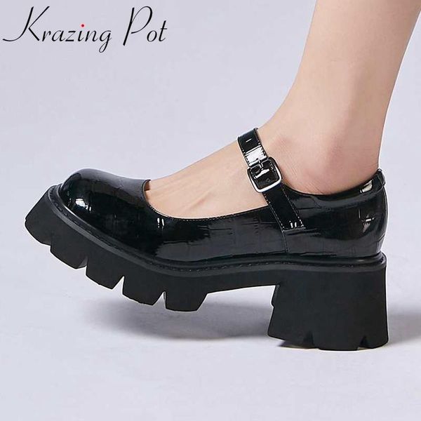 dress shoes krazing pot 2021 mary janes natural leather round toe high heels preppy style young lady buckle strap cozy women pumps l28, Black
dress shoes krazing pot 2021 mary janes natural leather round toe high heels preppy style young lady buckle strap cozy women pumps l28, Black