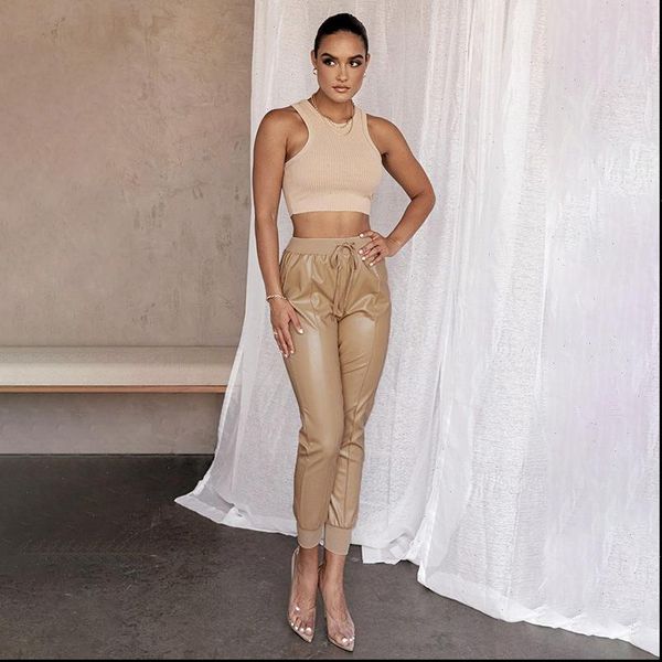 spring faux leather women capri high waist lace up strethy pocketstrousers casual streetwear female pants khaki black, Black;white
spring faux leather women capri high waist lace up strethy pocketstrousers casual streetwear female pants khaki black, Black;white