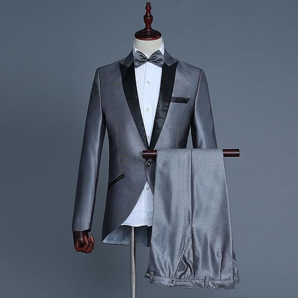 men's suits & blazers black and grey 2-piece lapel gentleman tuxedo groom wedding suit stage singer performance costume, White;black
men's suits & blazers black and grey 2-piece lapel gentleman tuxedo groom wedding suit stage singer performance costume, White;black
