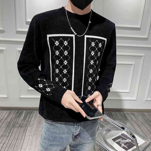 men's fashion casual knitted sweater 2021 autumn winter round neck warm long sve pullover homme, Black
men's fashion casual knitted sweater 2021 autumn winter round neck warm long sve pullover homme, Black