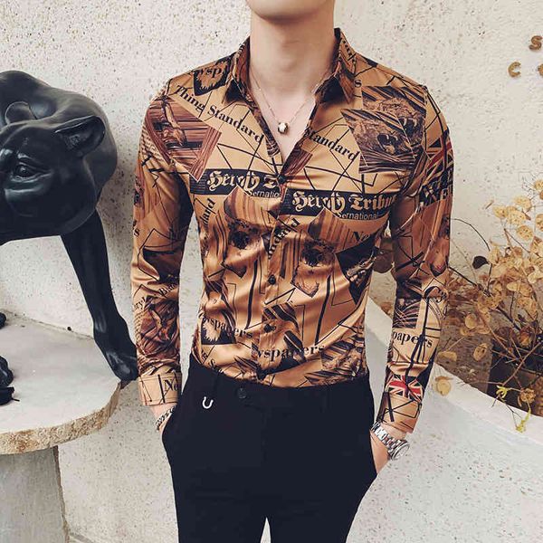 men's polos gold spaper printing shirt man long sleeve camisa masculina s clothes autumn homem flower t7nd, White;black
men's polos gold spaper printing shirt man long sleeve camisa masculina s clothes autumn homem flower t7nd, White;black