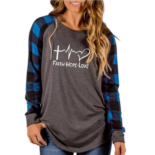 women's t-shirt fashion faith hope love geometric print for women plaid stitching long sleeves harajuku summer tumblr, White
women's t-shirt fashion faith hope love geometric print for women plaid stitching long sleeves harajuku summer tumblr, White