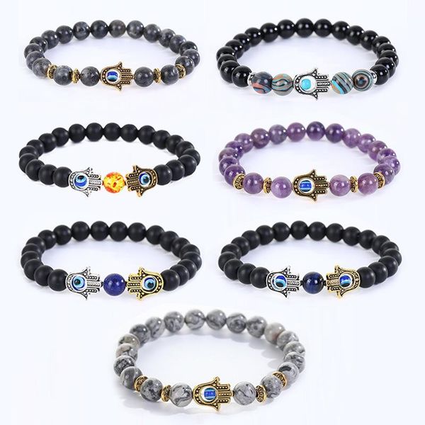 beaded, strands fashion natural lava stone bracelet simple fatima hand evil eye buddha bead for men women charm jewelry pulsera, Black
beaded, strands fashion natural lava stone bracelet simple fatima hand evil eye buddha bead for men women charm jewelry pulsera, Black