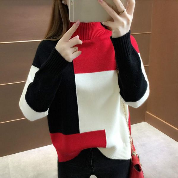 neploe fashion patckwork sweater women pullover jumper long sleeve thick winter clothes korean rainbow turtleneck knit sweaters women's, White;black
neploe fashion patckwork sweater women pullover jumper long sleeve thick winter clothes korean rainbow turtleneck knit sweaters women's, White;black