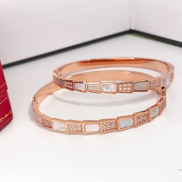 bangle yun ruo 316l titanium steel white shell with diamond snake bone luxury elegant 18 k rose gold color bracelet not fade, Black
bangle yun ruo 316l titanium steel white shell with diamond snake bone luxury elegant 18 k rose gold color bracelet not fade, Black