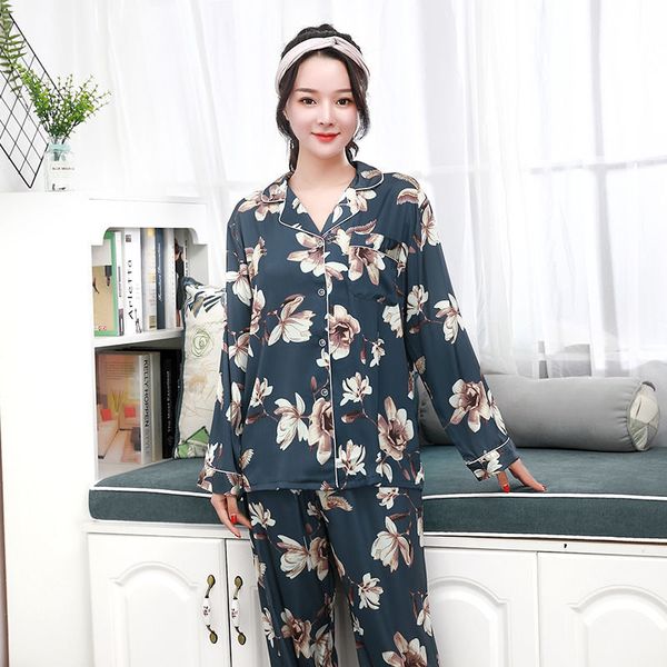 women's sleepwear autumn print fashion women pajama set long sleeve suit satin soft touch pyjamas z4ri, Black;red 
women's sleepwear autumn print fashion women pajama set long sleeve suit satin soft touch pyjamas z4ri, Black;red